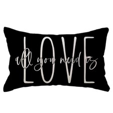 Decorative Lumbar Pillow Cases All You Need is Love Throw Pillow Covers Black