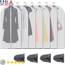 Clear Garment Bags Set Reusable Zippered Clothing Covers Travel  Closet Storage