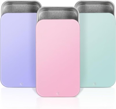 Metal Tin Box, 3 Pcs 2.36×1.33×0.4 Inch Slide  Small Tin Box Rectangular Empty