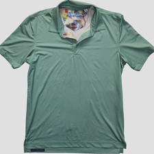 Robert Graham Golf Polo Shirt Mens Medium Green Skull Crown Classic Fit Stretch