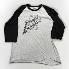 Vintage Amoeba Music Raglan Long Sleeve T-Shirt USA Black White Size L