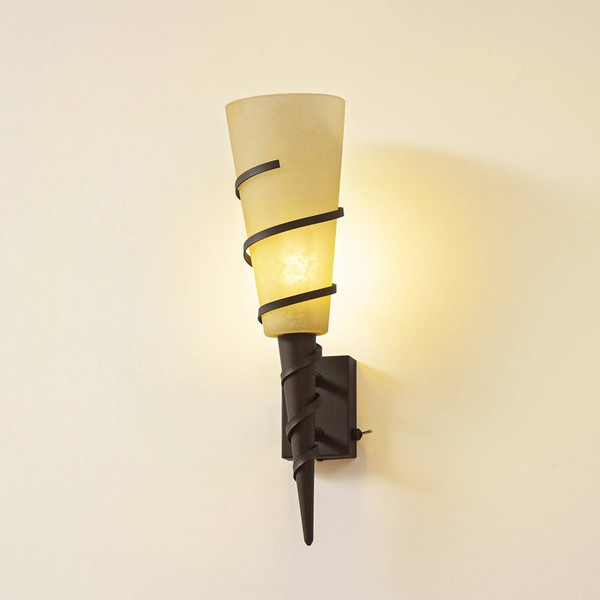 Lindby Glas Wandlampe Rostfarben, Wandleuchte Innen Wandfackel Uplight Effekt, W-image