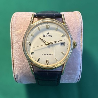 Bulova Authentic Men Automatic Dress Watch 36mm Exhibition Caseback Date Gold