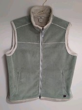 Woolrich Womens Size L Vest Full Zip Sleeveless Corduroy Fleece Lined Sage