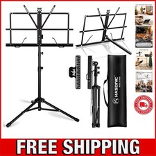 Music Stand, 2 in 1 Dual-Use Folding Sheet Music Stand  Desktop Book Stand, ...