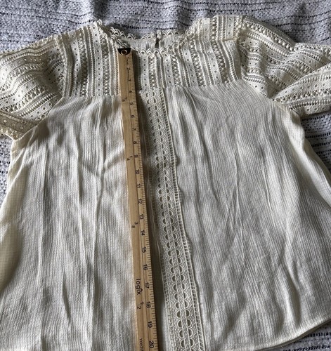 Top Mine Anthropologie pizzo uncinetto manica corta prateria contadino boho taglia LRG - Foto 18 di 21