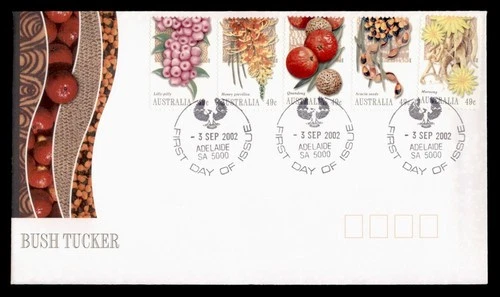 DR WHO 2002 AUSTRALIA FDC BUSH TUCKER FOOD CACHET COMBO w29707