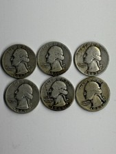 * 90% Washington Quarter Lot - 1940?s - $1.50 Face Vale  - 6 Coins