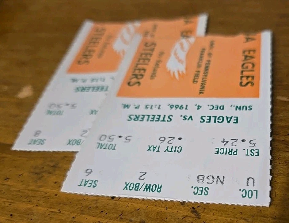 Pair Of 1966 Philadelph Eagles Vs Pittsburg Steelers Ticket Stubs Franklin Field - Image 4 of 4