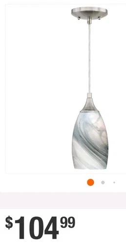 1-Light Marble Swirl Colored Glass Pendant by Milano/Satin Nickel/Free Shipping - Picture 12 of 12