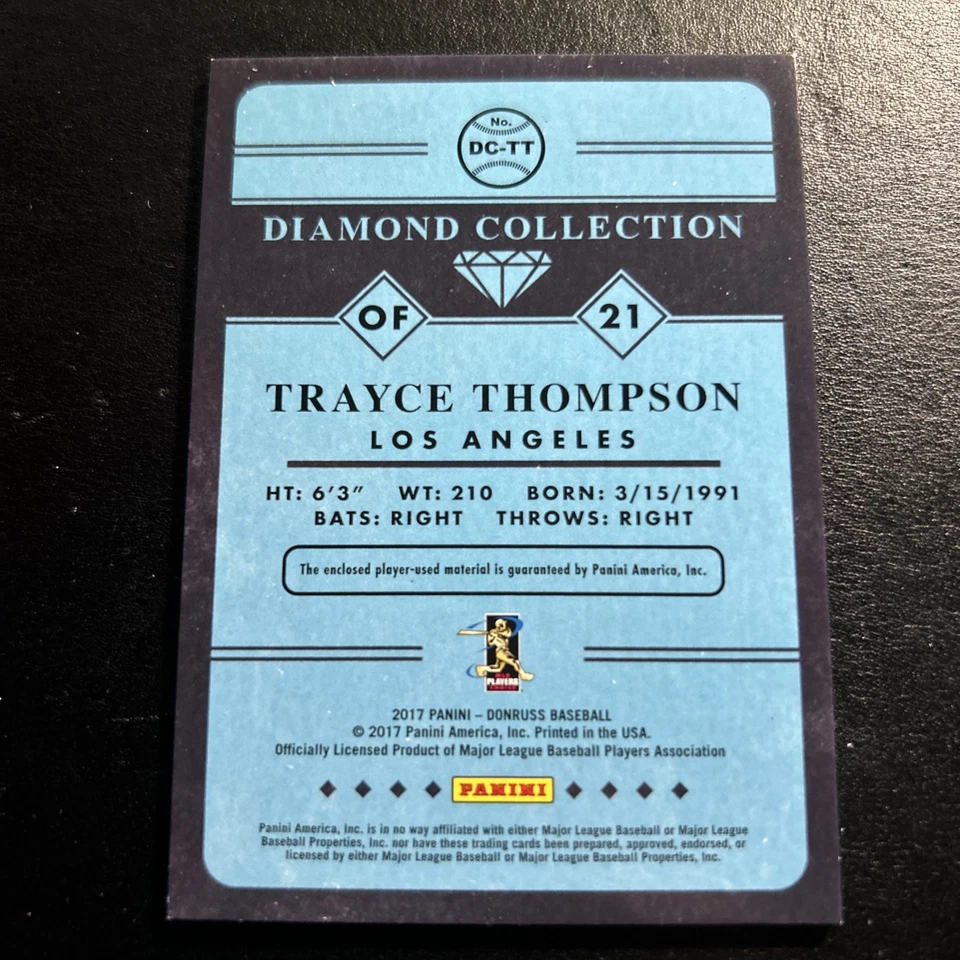 2017 Donruss TRAYCE THOMPSON #DC-TT Diamond Collection JERSEY - DODGERS  - Image 2 of 2