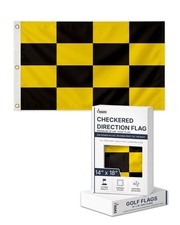 Regulation Checkered Golf Pin Flags Black Yellow 14"x18" - Brass Grommets