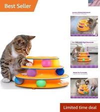 Interactive 3-Tier Tower of Tracks Cat Toy with 6 Colorful Balls for Play