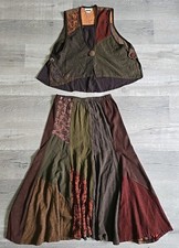 Vintage Zoe California Patchwork 2 Piece Maxi Skirt L  Vest Top M Boho