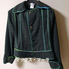 Max Mara Striped design tailored Jacket Blouson Coat Women Size 40 dark green