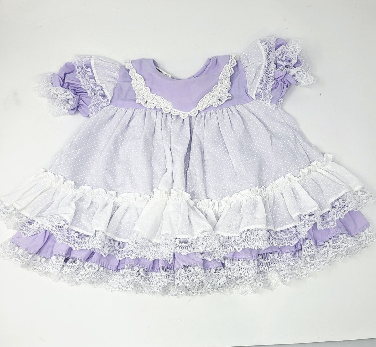 Vintage Mini World Dress purple lace ruffle size Small 3-6 months | eBay