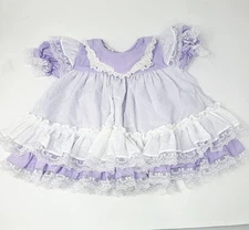 Vintage Mini World  Dress purple lace ruffle  size Small 3-6 months