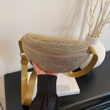 Versatile Chest Bag Allover Rhinestone Crossbody Bag New Messenger Bag  Women