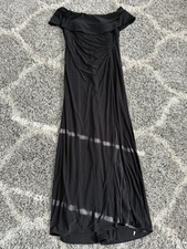 Xscape Women’s Long Ity Off-The-Shoulder Side Ruched Dress Size 14 Black