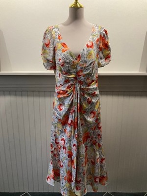 Cinq à Sept Floral Midi Dress NWT Size 14 Romantic Tulip Print Spring Easter S