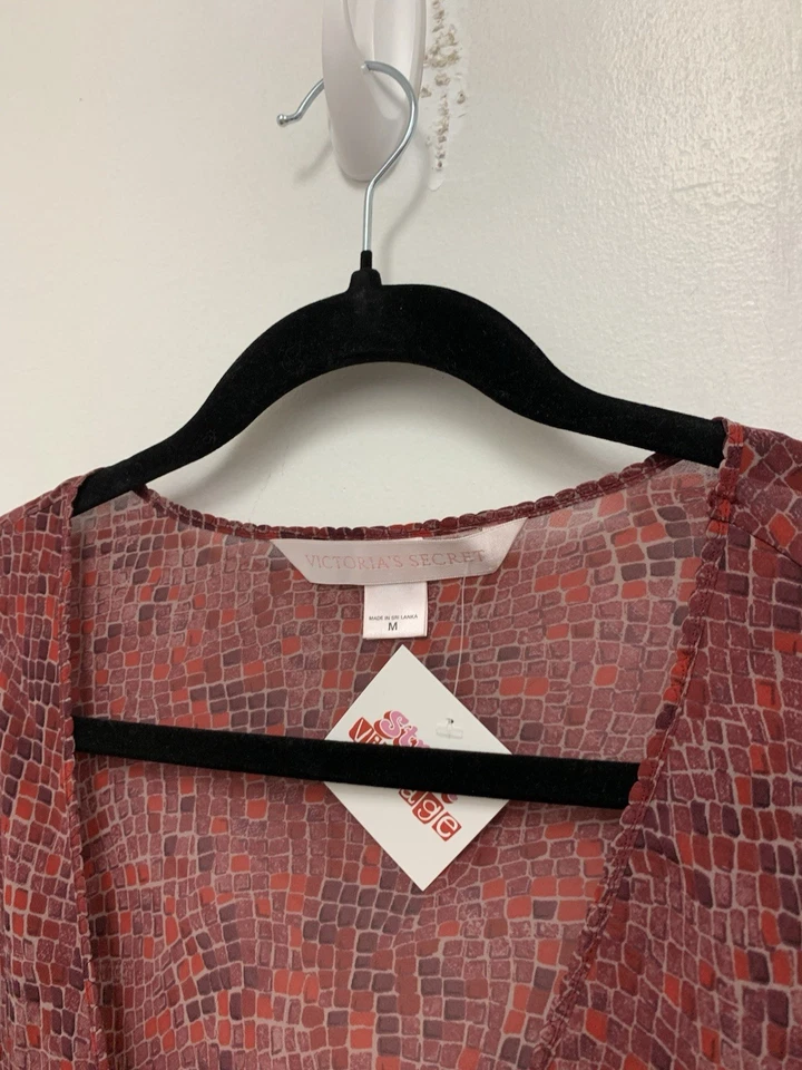 Traje de baño vintage Victoria's Secret rojo transparente estampado geométrico talla M Foto 3 de 4