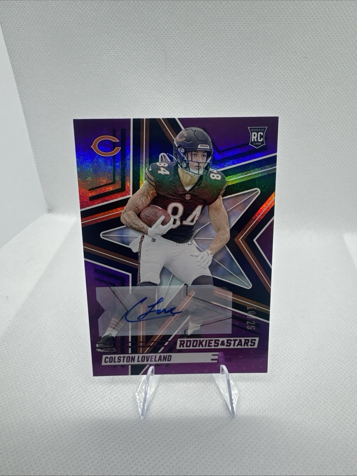 2025 Rookies And Stars - Colston Loveland Purple Rookie Auto #114 10/25 (RC)