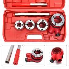Ratchet Pipe Threader Set BSPT 4 Piece Manual Durable Wrench Plumbing Tool UK