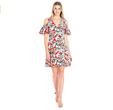 HOT Lark and Ro Women's Party Dress Cold Shoulder Floral Size Small New