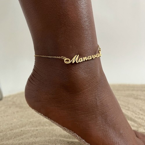 Tobillo de cadena personalizado con nombre personalizado para mujer color dorado personalizado - Imagen 3 de 28