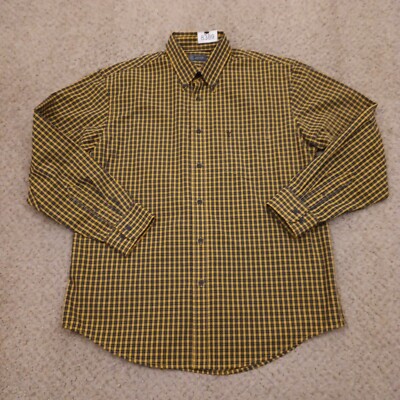 Arrow Shirt Mens Large Yellow Plaid Long Sleeve Button Down Cotton Blend