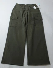 Vigoss Women's Relaxed High Rise Cargo Straight Pant AC2 Olive Size 27 (U.S 4)