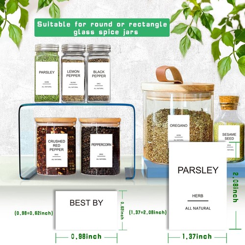 191 Spice Jar Labels Preprinted Minimalist Stickers White Waterproof Label - Picture 4 of 6