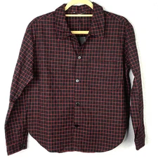 Frnch Shirt Medium Womens Black Red Plaid Button-down Breast Pocket
