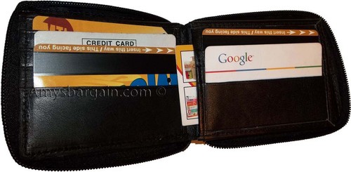zip around leather wallet 12 credit card id holder 2 bifold pockets wallet new - Picture 8 of 12
