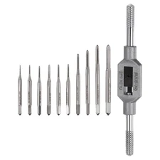 10 x Micro Mini Metric Tap Set + M1-M8/1/16"-1/4" Adjustable Tap Wrench M1-M3.5