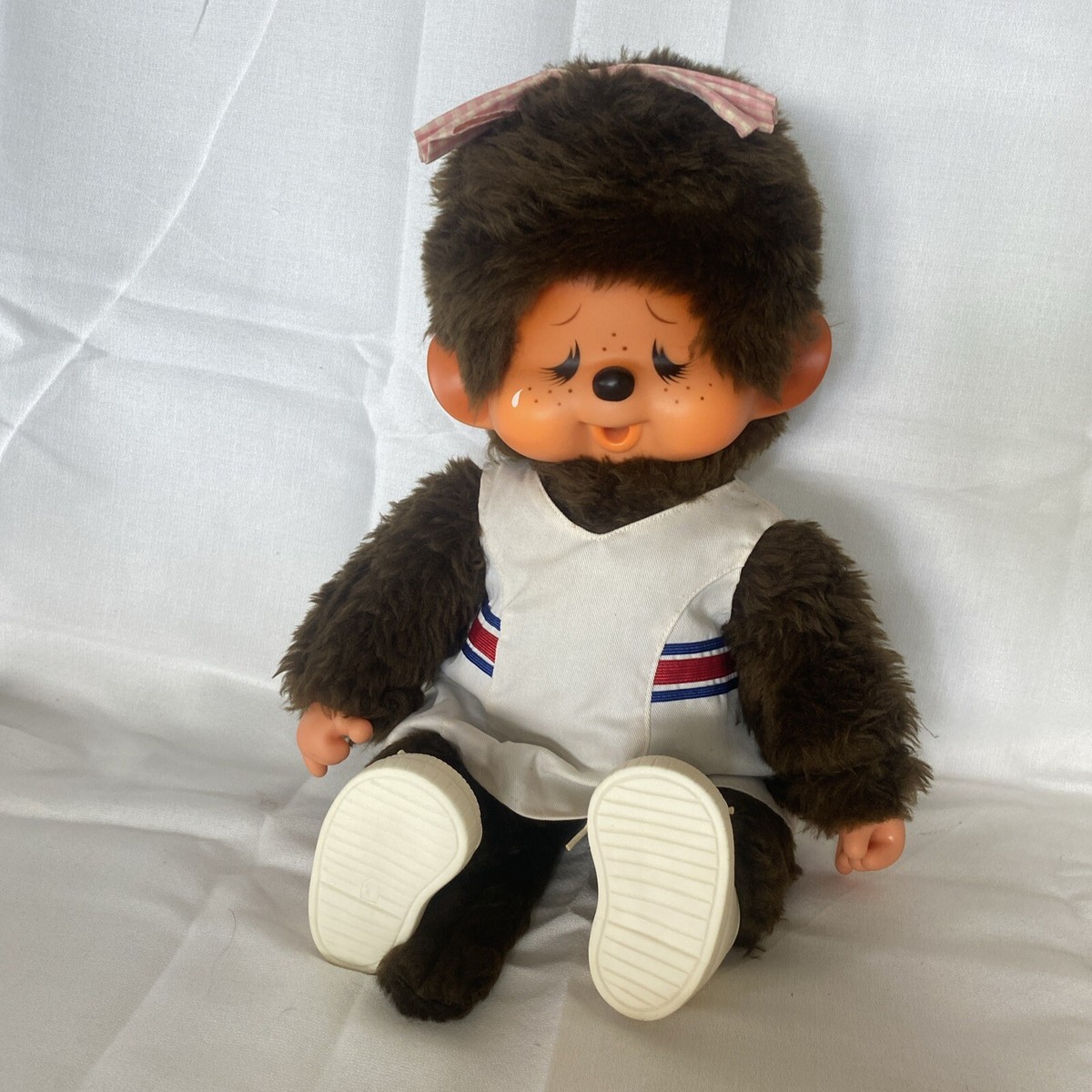 Rare Vintage 1974 18” Female Monchhichi Doll with Tennis Outfit