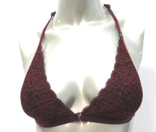 VICTORIAS SECRET BURGUNDY FLORAL LACE RACER DESIGN BRALETTE BRA Size XS