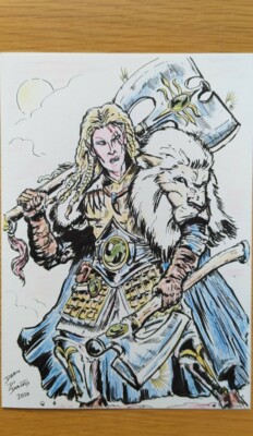 Korhil Captain of the White Lions! A5 ARTWORK HOCHELFEN Warhammer Fantasy