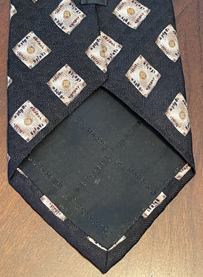 Nordstrom By J.z Richards Black Orange Hand Made 100% Silk Men’s Neck Tie Usa - Image 2 of 4