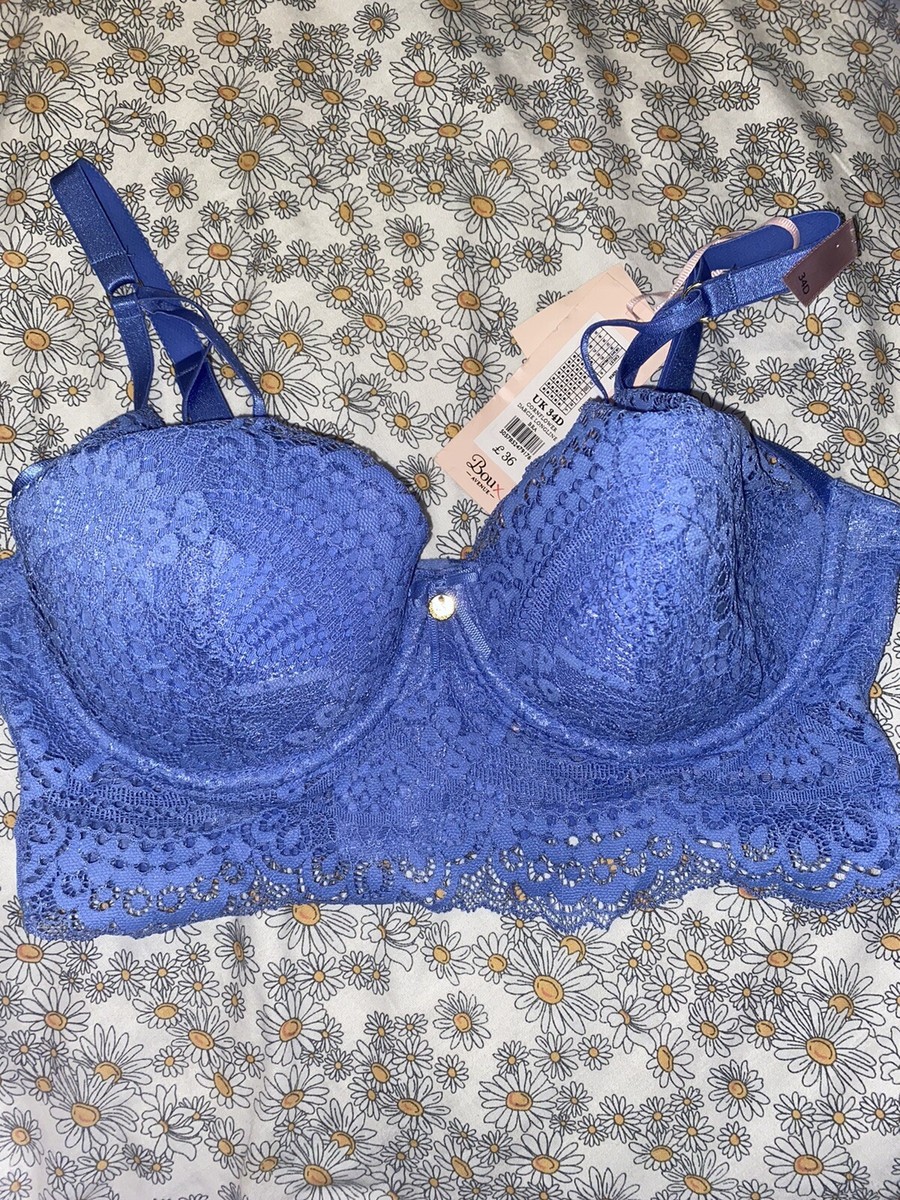 Bouc Avenue Darcie Blue Cornflower Longline Bra 34D UK