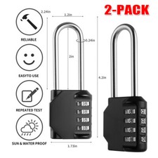 2X Security 4 Digit Combination Security Padlock Long Shackle Lock Gate Code