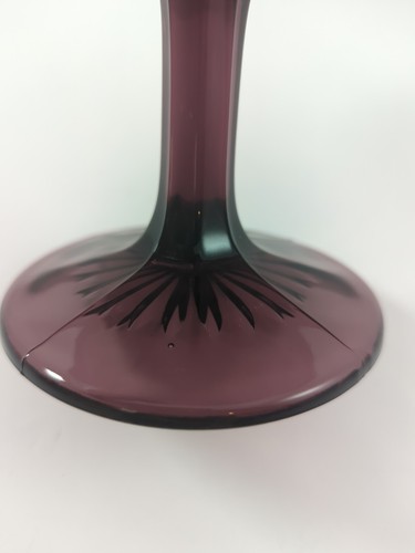 Vintage Viking Glass Purple Amethyst Pedestal Compote Dish Bowl "Yesteryear" - Picture 6 of 11