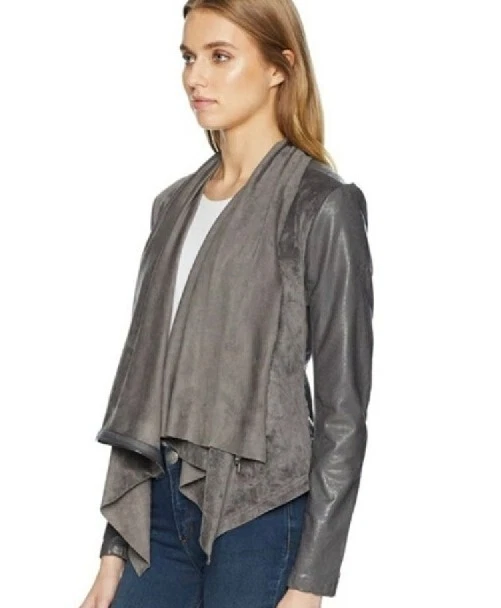 BLANKNYC Faux Suede Drape Front Jacket