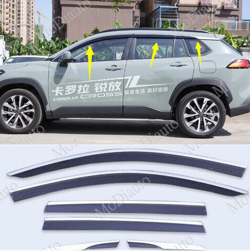 black For Toyota Corolla Cross 2022-23 Window Visor Vent Shades