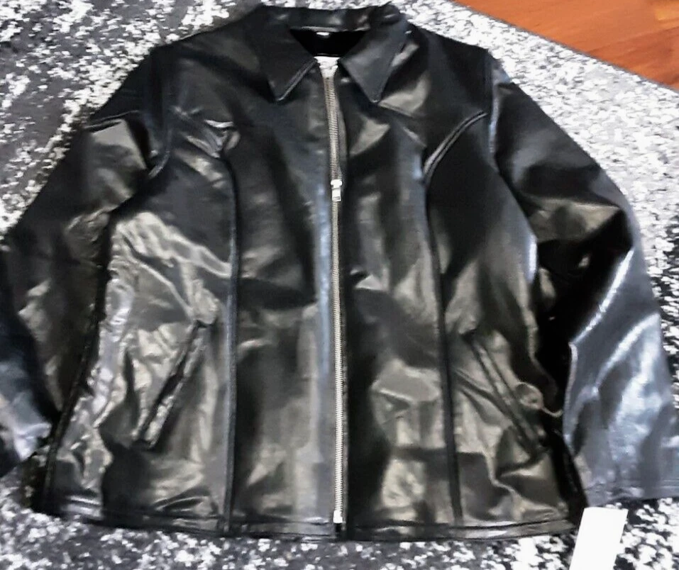 albert duke black leather jacket brand new with tags Size 4 XL