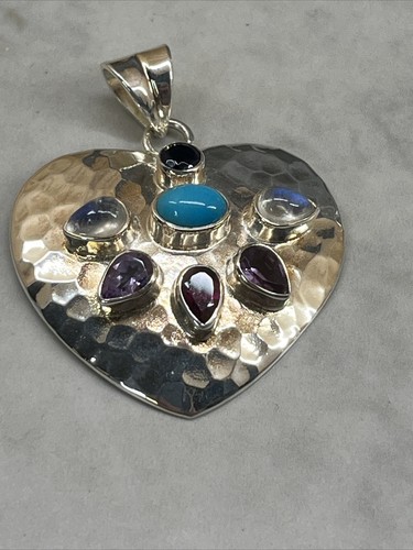 Nicky Butler Sterling Silver 925 Amethyst Turquoise Heart Pendant J15 - Picture 2 of 10