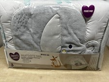 Parents Choice Gray/Teal Elephants Stars 3 Piece Nursery Set Comforter Sheet