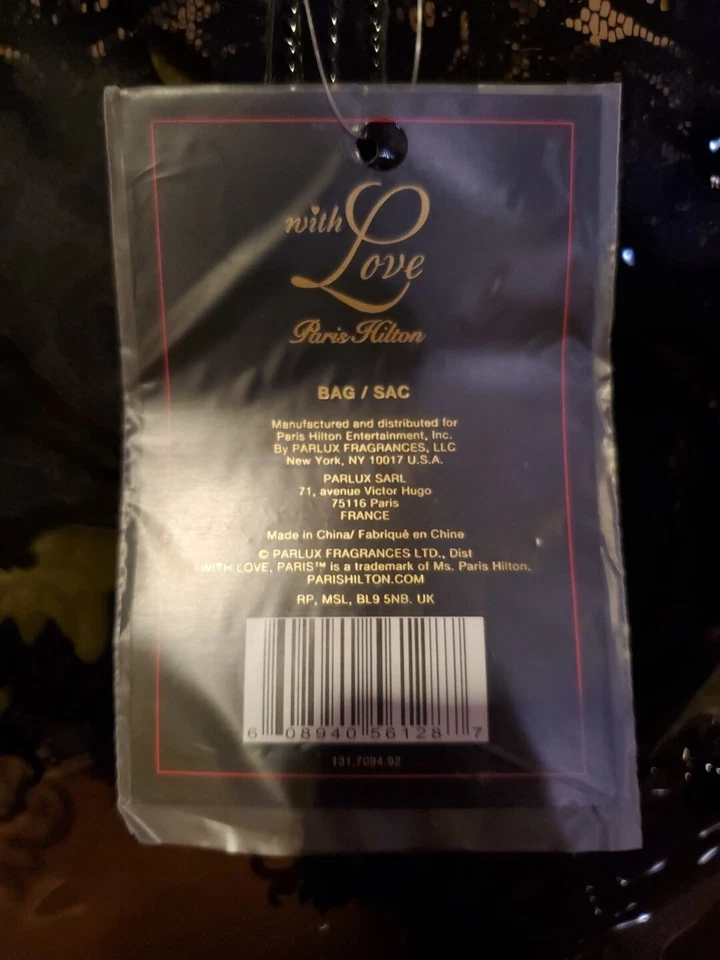 Bolso de Mano Paris Hilton with Love Grande, Transparente ahumado con Diseño de Encaje Negro, con Etiqueta Foto 3 de 4