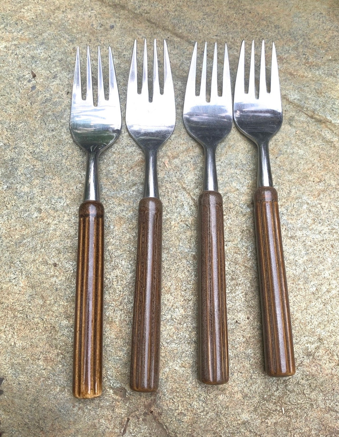 Georges Briard Retro 70-80's Set of 4 Stainless/Brown Cerami