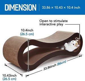 ScratchMe Cat Scratching Post Lounge Lit Cat Scrattcher Cardboard avec brosse Cat